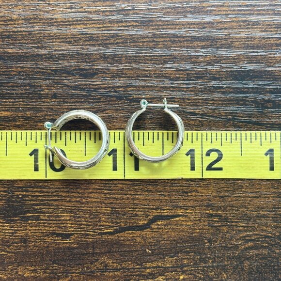 VTG Sterling Silver 925 Scroll Design Hoop Earrings Size 0.75" Diameter - Picture 10 of 11